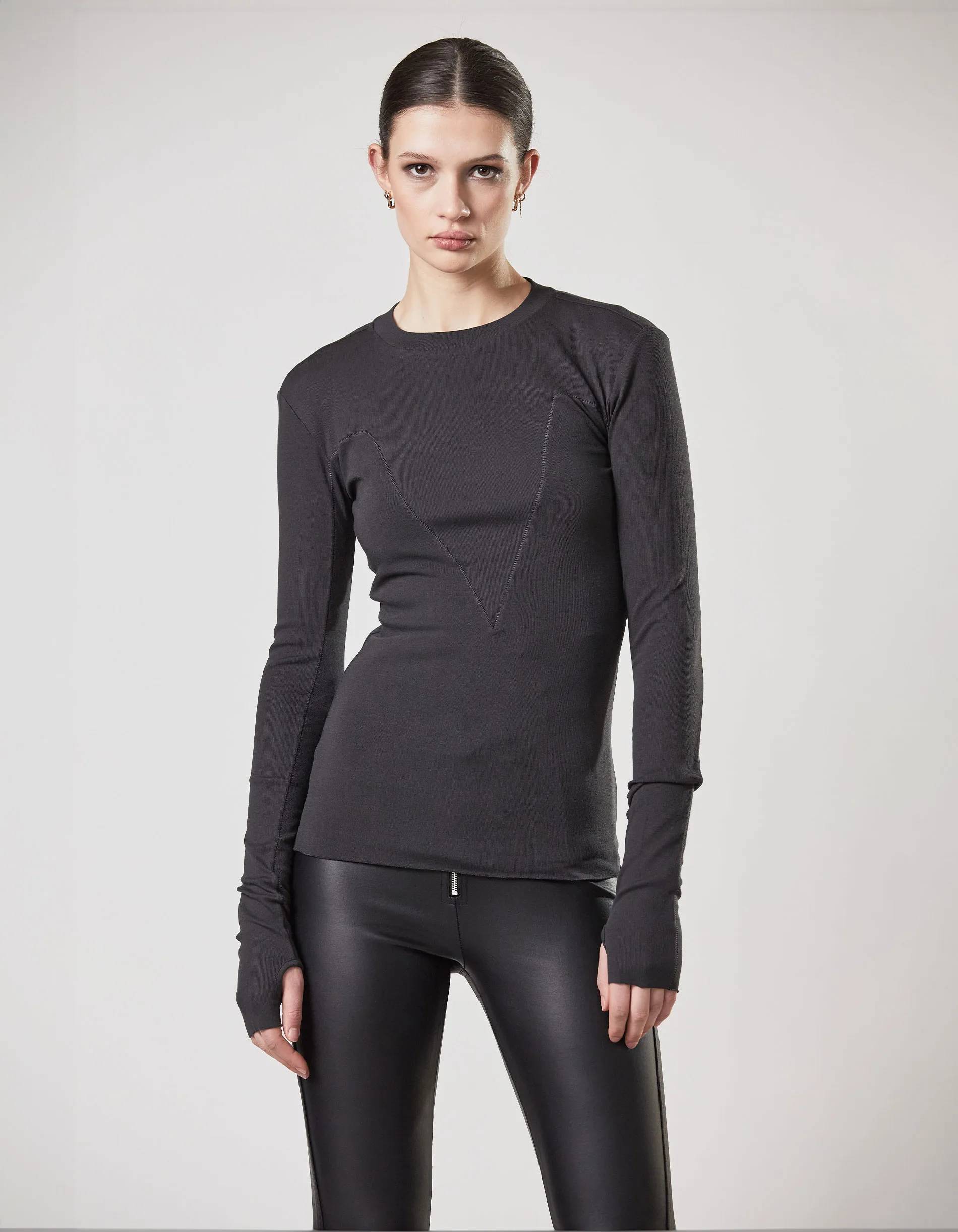 THOM KROM Long Crew Irongrey // Longsleeve mit Rundhalsausschnitt